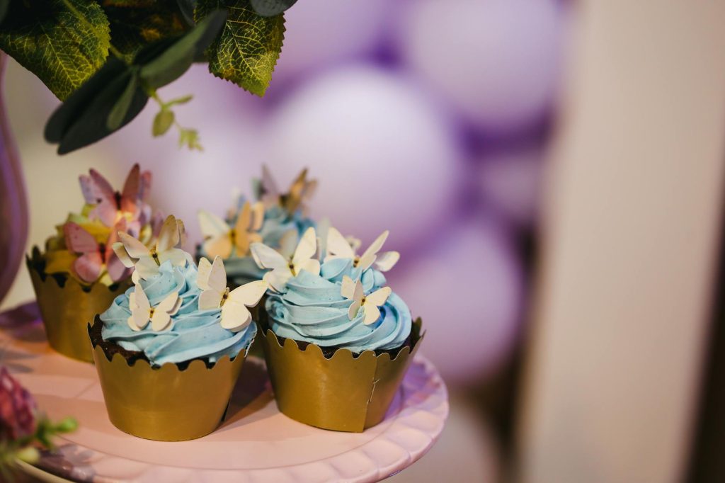 muffins decorated with butterflies
